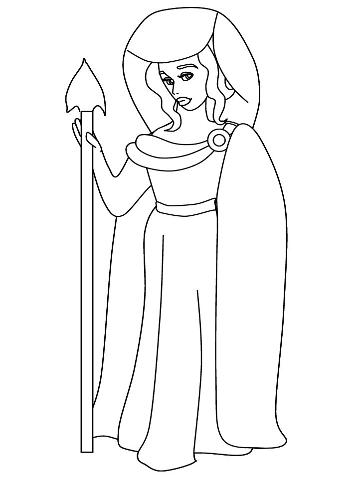Goddess Athena Coloring Easy Pages Sketch Coloring Page.