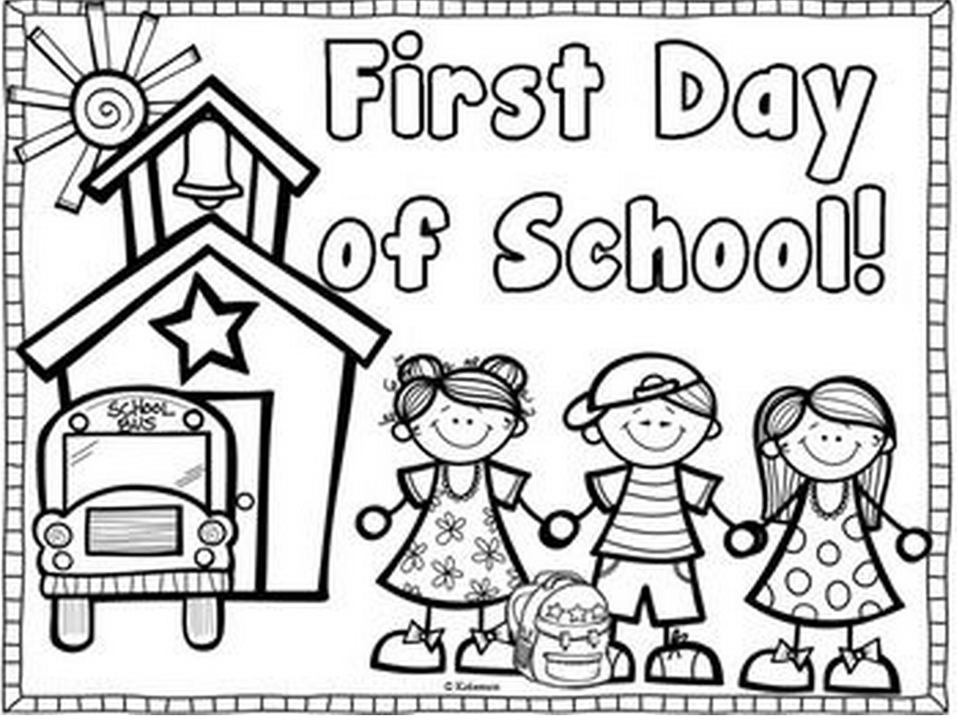 Printable First Day Of School Coloring Page Coloringpagebook