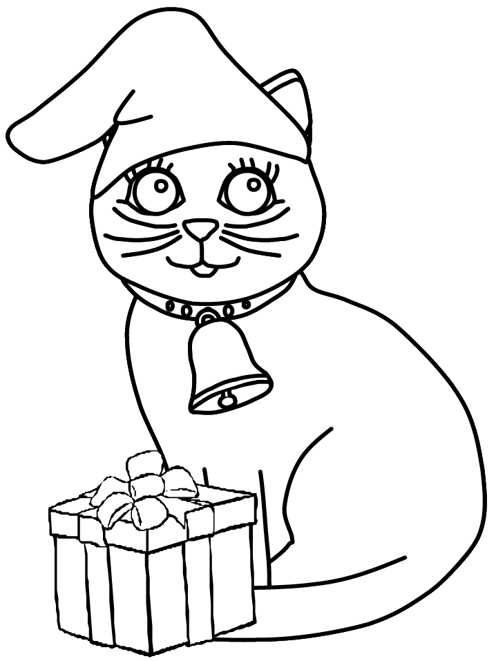 Christmas Cat Coloring Pages Coloring Book