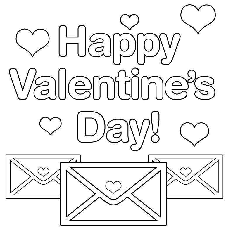 Printable Happy Valentines Day Coloring Page