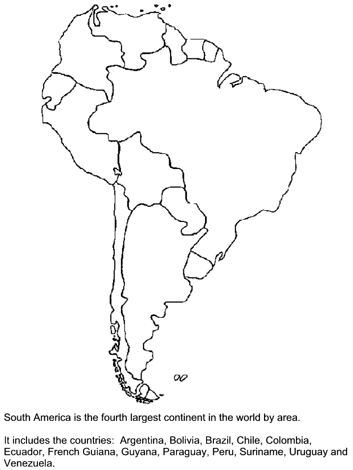 South America Map Colouring Pages