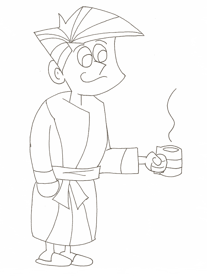 Dad with coffee coloring page