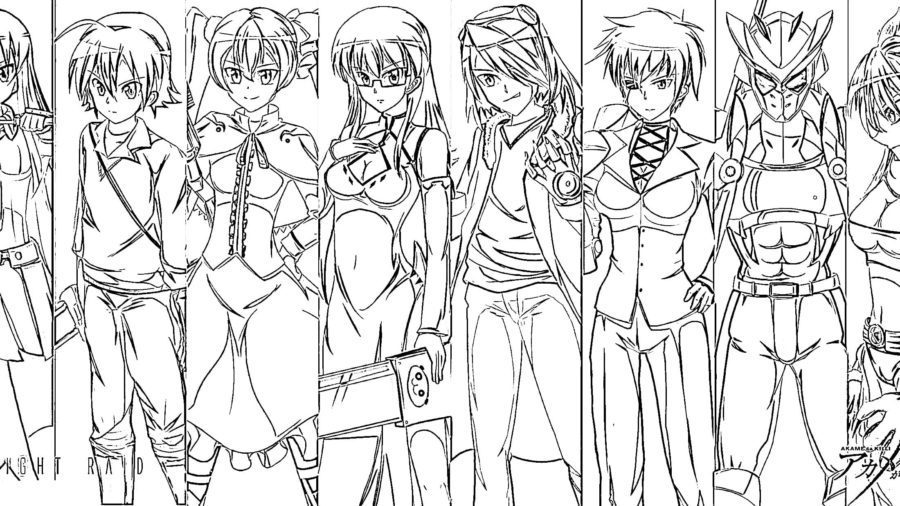 Akame ga Kill Night Raid Coloring Pages