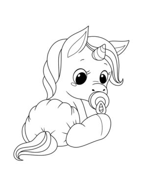 Baby Unicorn Coloring Pages