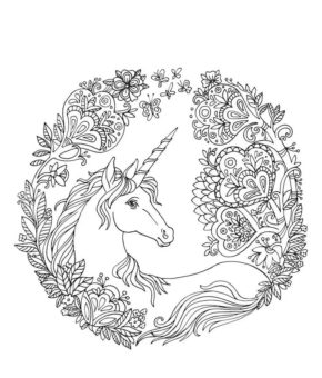 Fancy Unicorn Coloring Page & coloring book.