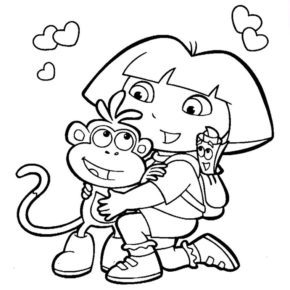 Dora 1 Coloring Pages & book for kids | Free Dora Coloring Pages