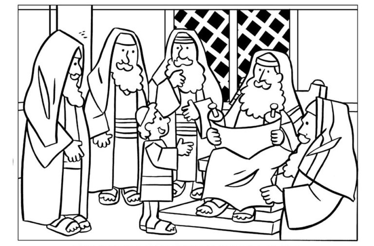 Jesus in Temple Coloring Page & coloring book.