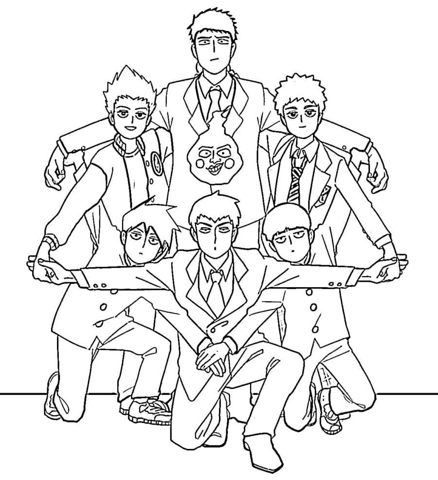 Mob Psycho 100 Characters Coloring Pages