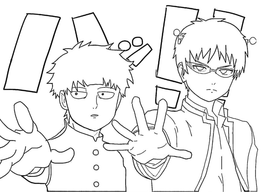 Shigeo Kageyama and Kusuo Saiki Coloring Pages