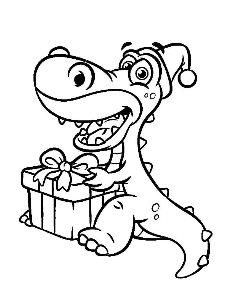 Dino Christmas Coloring Pages