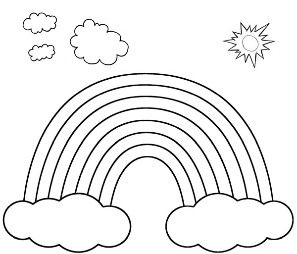 Rainbow With Cloud Coloring Page & coloring book.