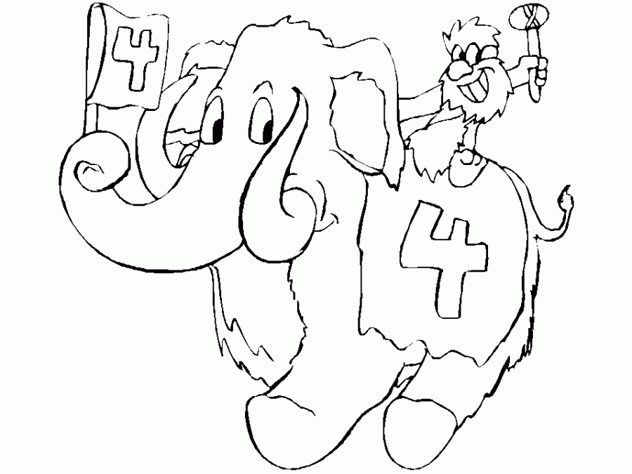 Age 4 Birthday Coloring Page For Kids