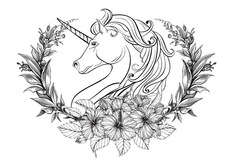 Fancy Unicorn Coloring Page & coloring book.