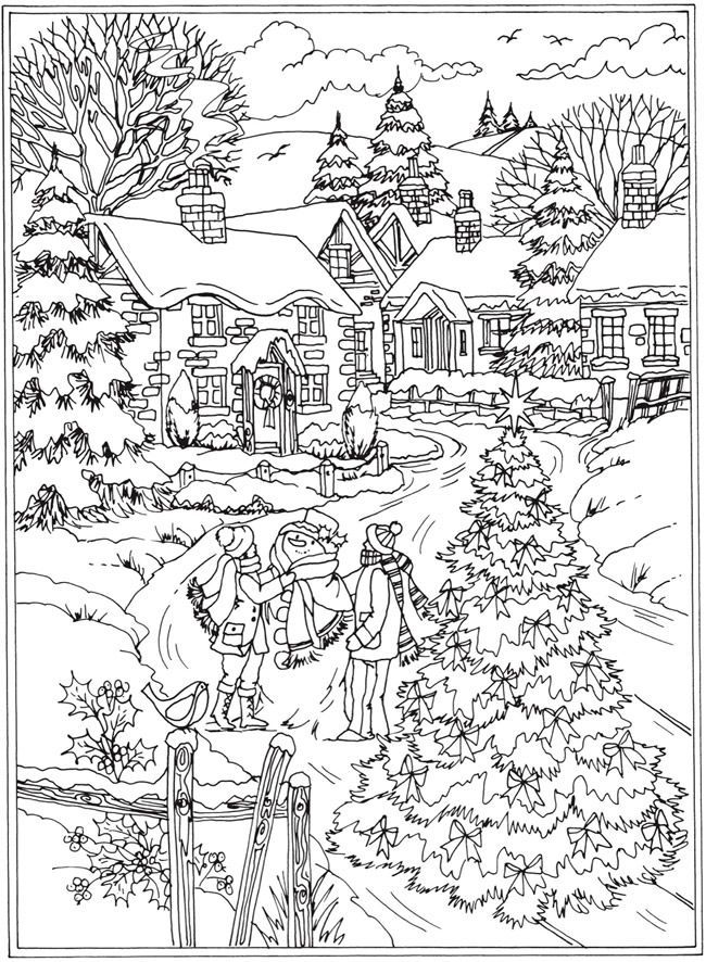 Christmas Winter Wonderland Coloring Pages Book For Kids 