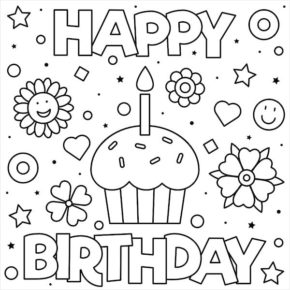 Happy Birthday Coloring Page & coloring book.