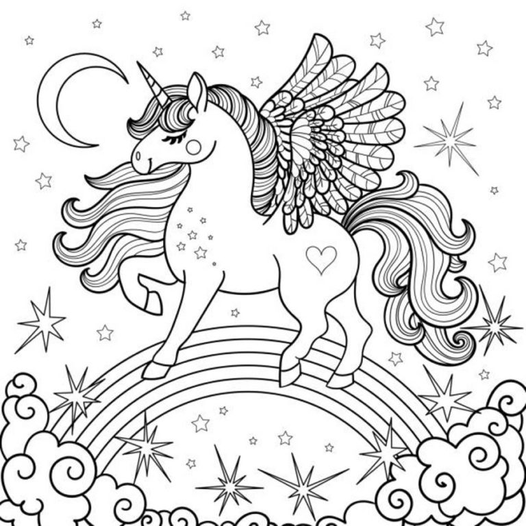 Detailed Unicorn Coloring Page | Unicorn Coloring Page