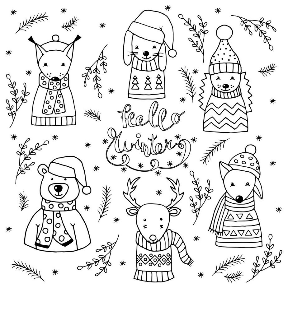 Coloring Pages Of Winter Animals Book For Kids 