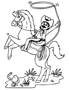 Cowboy and Horse Coloring Pages & book for kids.