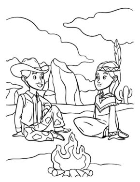 Cowboy and Indian Coloring Pages & coloring book.