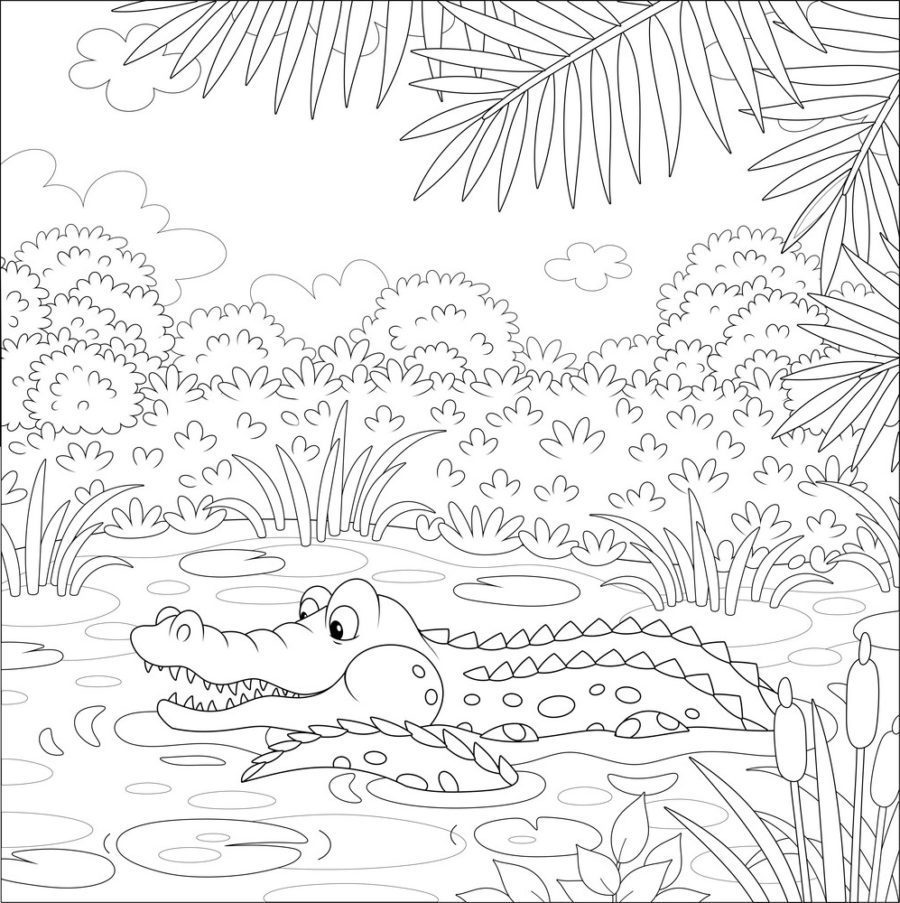 Croc Coloring Pages Under Water