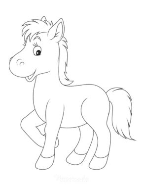 Cute Easy Horse Coloring Pages & book for kids.