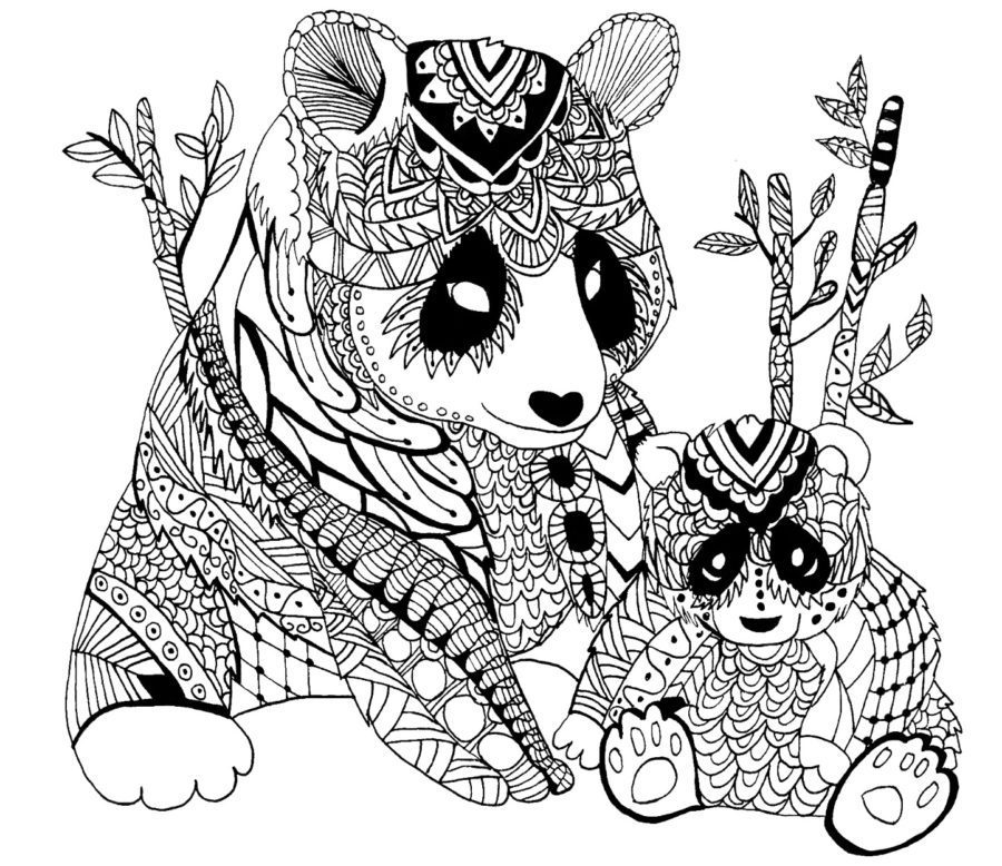 Adult panda coloring page