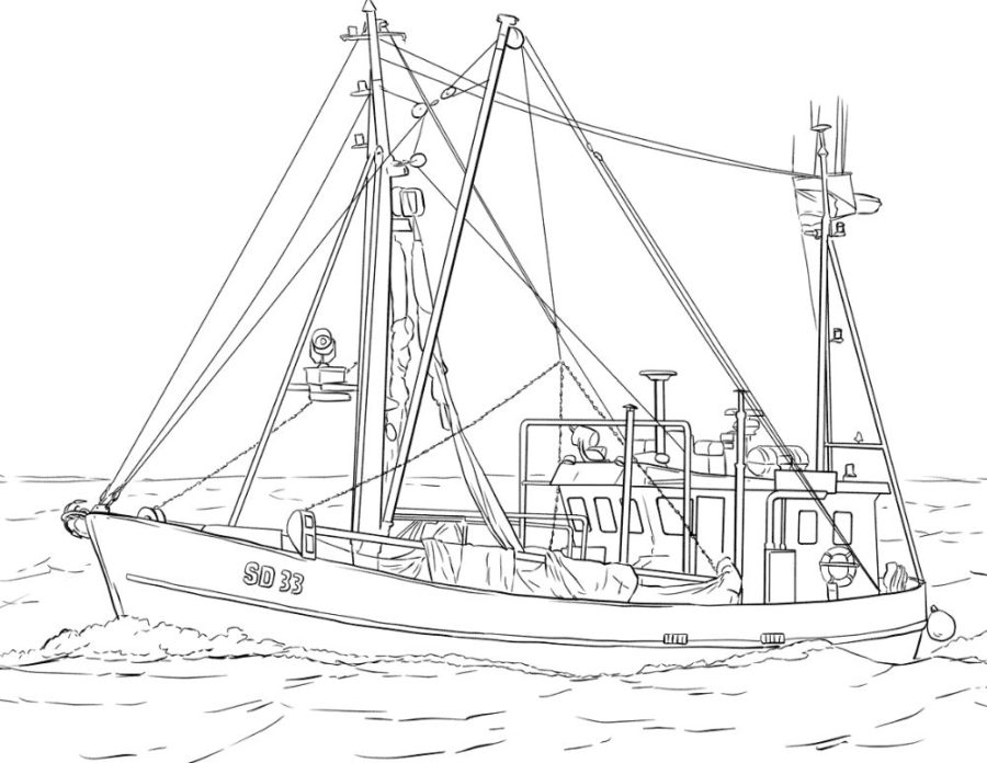 Fishing Boat Coloring Pages Free