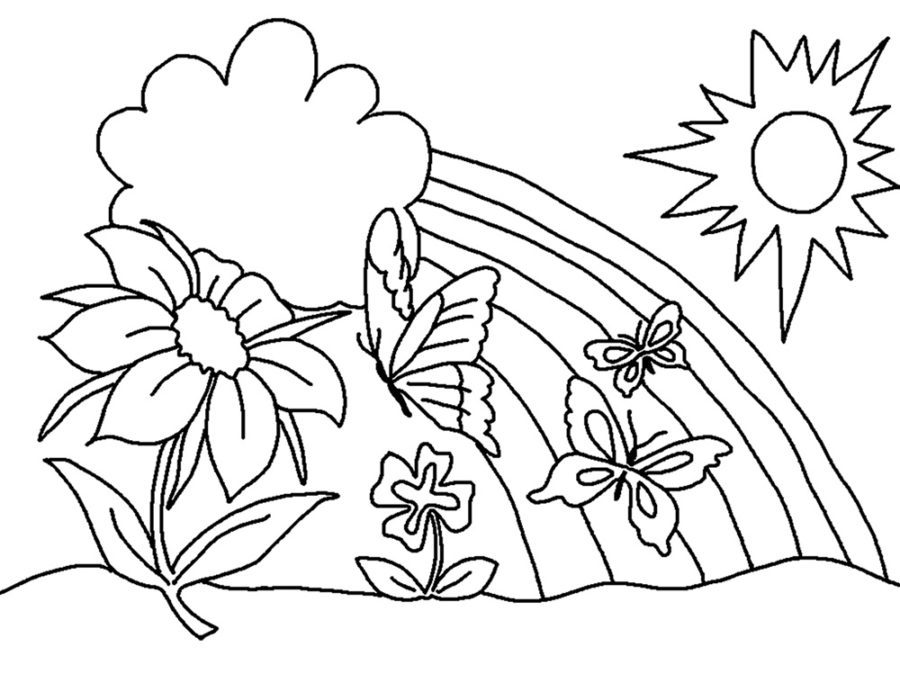 flower coloring pages for kids easy