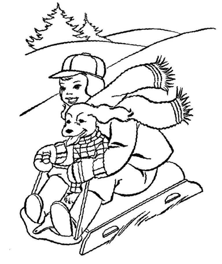 Free Coloring Pages for Winter & book for kids.