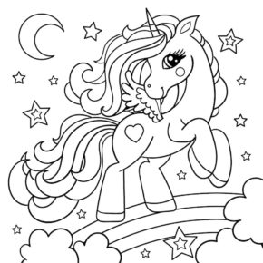 Unicorn Rainbow Coloring Page & coloring book.