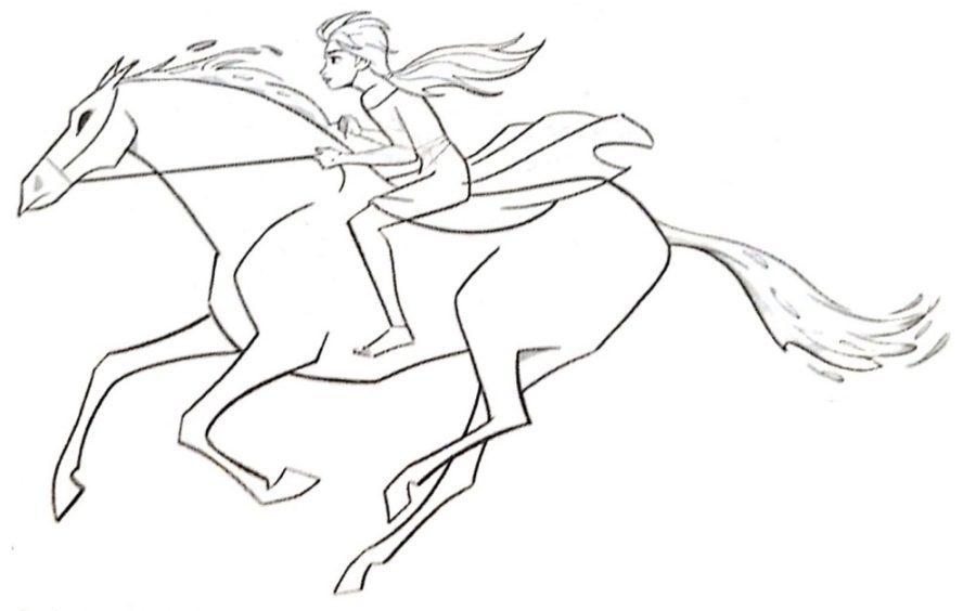 frozen 2 elsa and water horse coloring pages