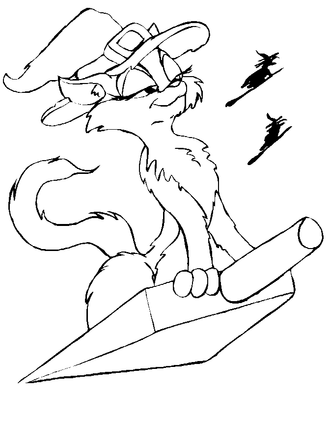 Flying Cat Halloween coloring page