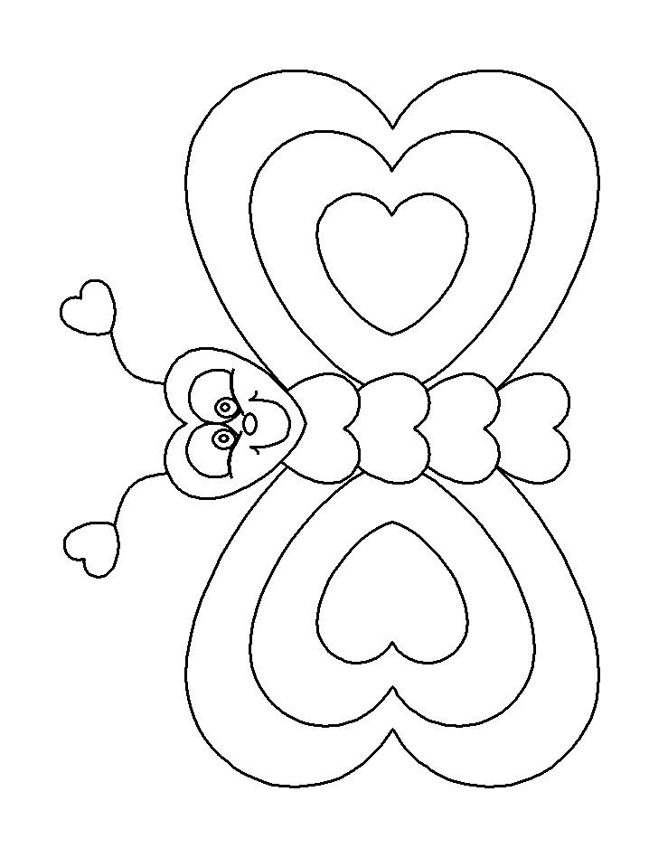 Heart Butterfly valentines coloring page