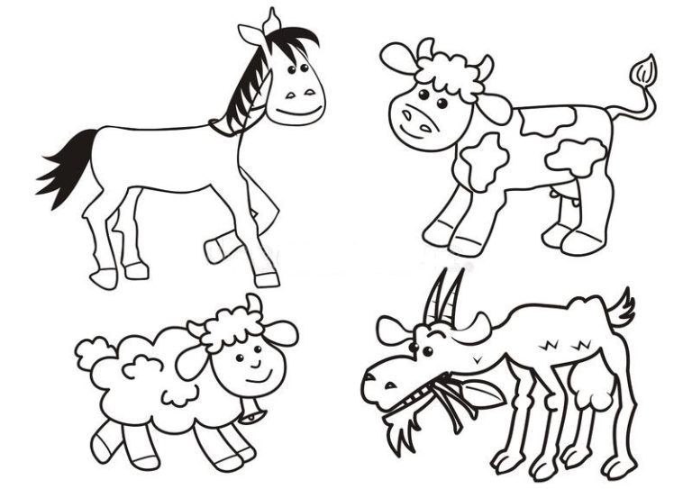 Horse And Cattle And Chickens Coloring Pages & book for kids.