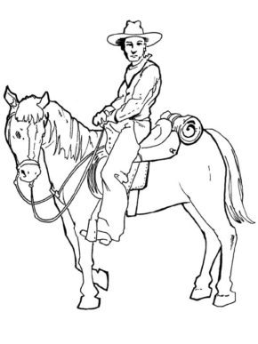 Horse and Cow-Boy Rider Coloring Pages to Print for Free