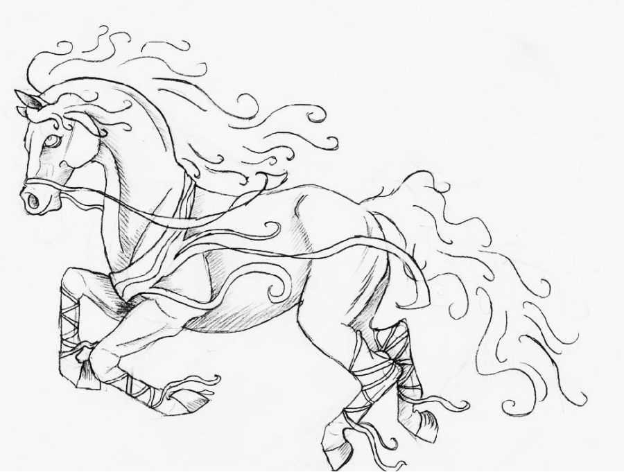 horse fire hair coloring pages