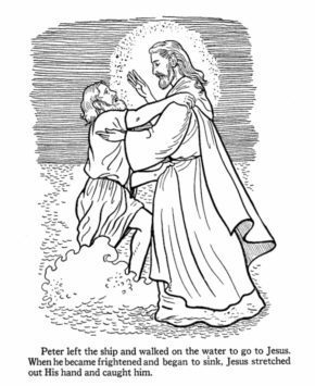 Jesus and Peter on the Water Coloring Pages & book for kids.