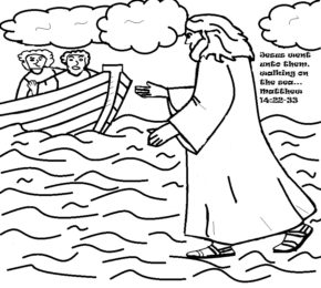 Jesus Walks on Water Bible Coloring Pages & book for kids.