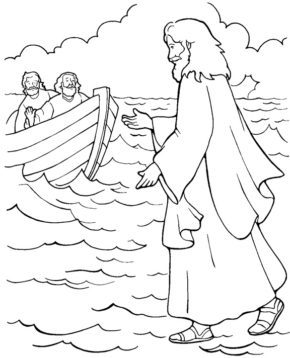 Jesus Walks on Water Coloring Pages & coloring book. 6000+ coloring pages.