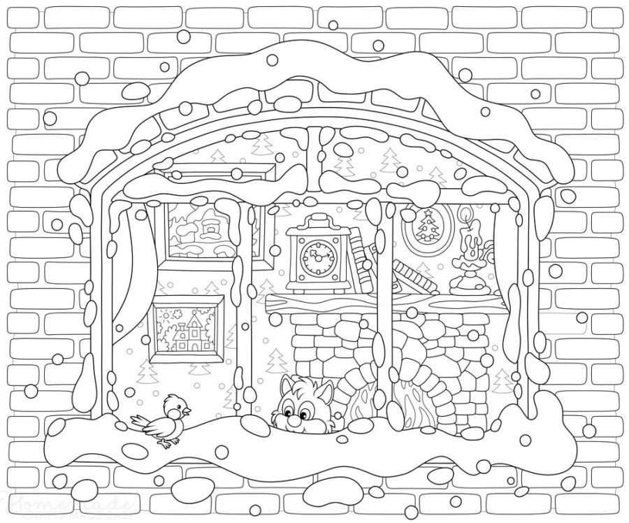 large winter coloring pages for adults