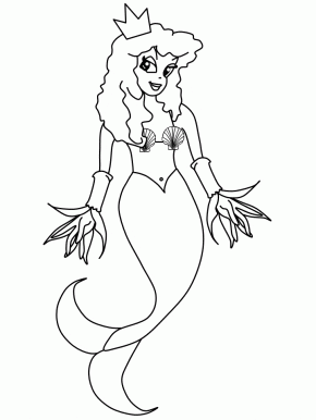 pretty mermaid coloring page