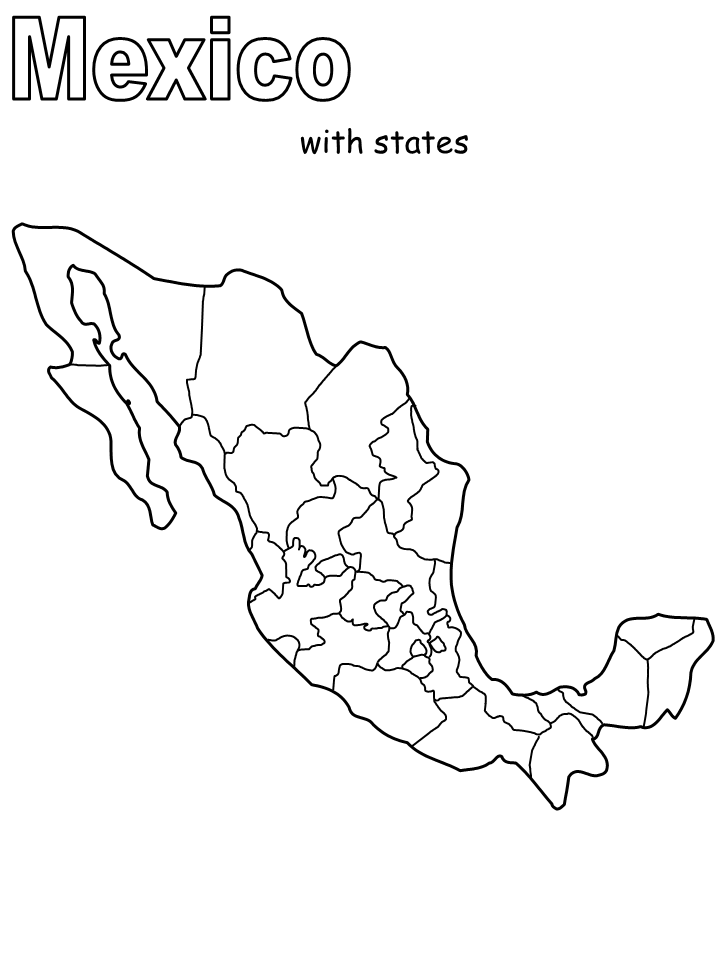 Download Mexico Map2 Countries Coloring Pages coloring page & book for kids.