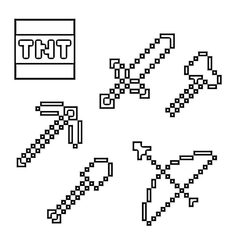 Minecraft Tools Coloring Pages & coloring book. 6000+ coloring pages.