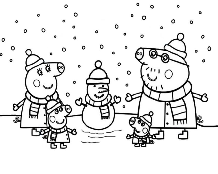 Peppa Pig Winter Coloring Pages & book for kids.