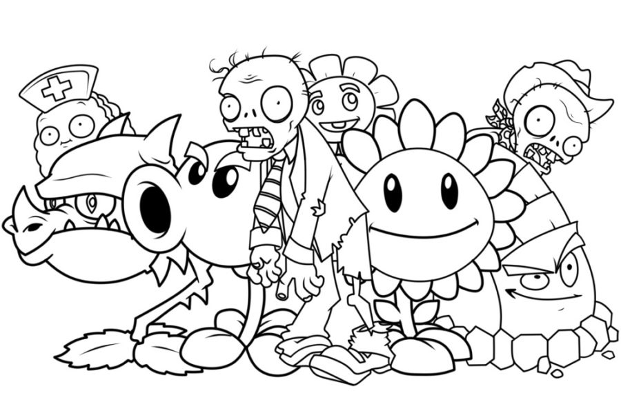 plant versus zombie coloring pages