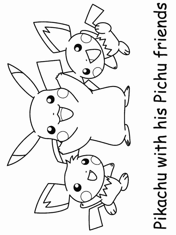 Pikachu And His Friends Coloring Pages & coloring book.
