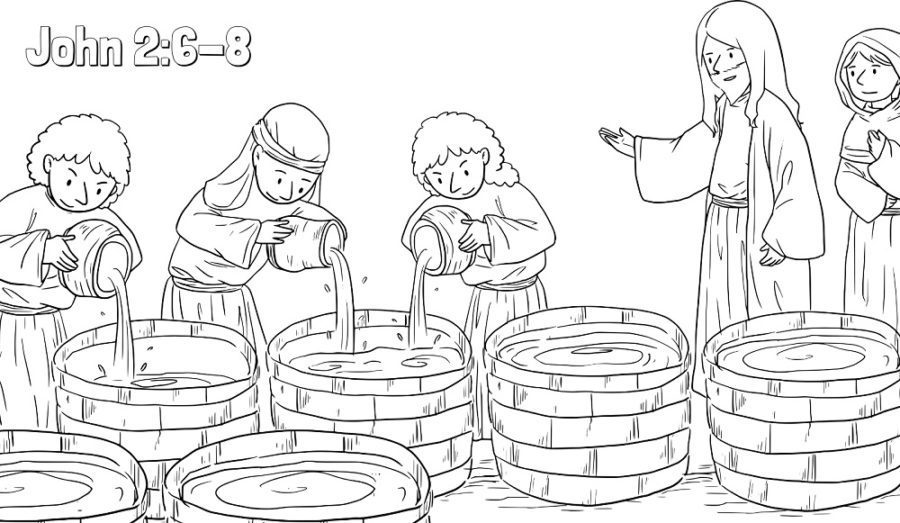 preschool bible coloring pages jesus turns water into wine