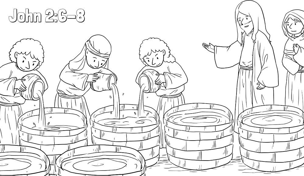 preschool bible coloring pages jesus turns water into wine