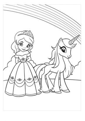 princess and unicorn coloring pages