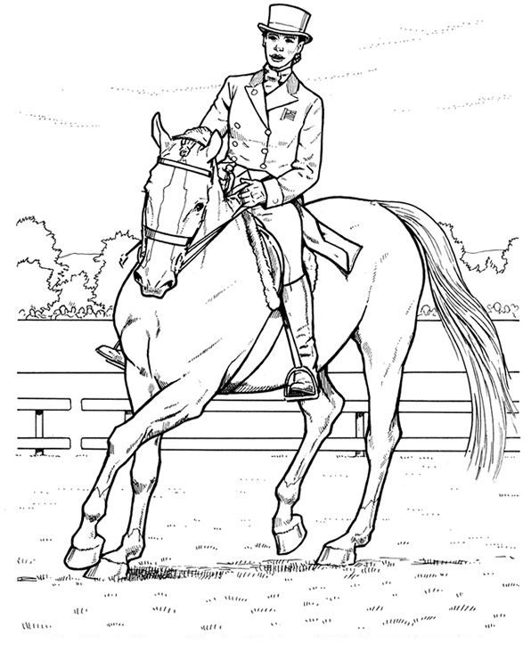 Printable Dressage Horse Coloring Pages & book for kids.